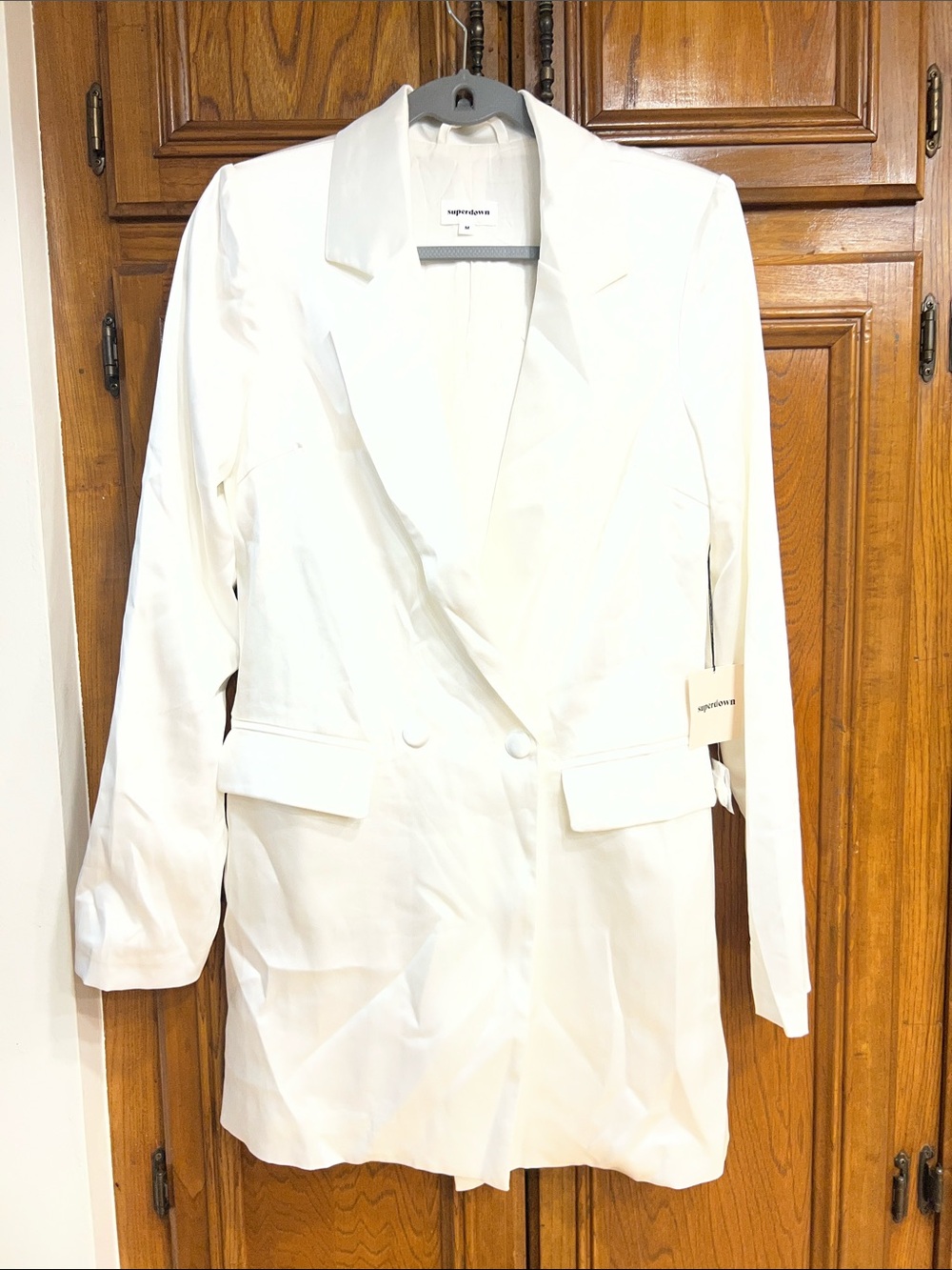 SUPERDOWN Ivory Satin Double breasted Jacket  NEW  Size M